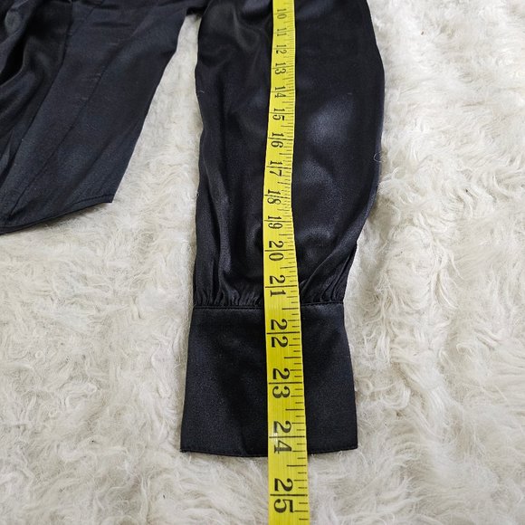 Marciano Women's Black Silk Blend V-Neck Hook Up Tie Shirt Size XS - Picture 6 of 9